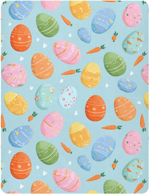Pigsaly 27x39 Inch Crib Sheets Carrots Colorful Easter Eggs Baby Sheet for Standard Crib Mattress Boys Girls Toddler