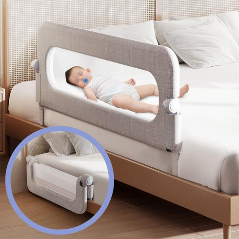 Baby Bed Rails Guard for Toddlers, 32" Adjustable Heights & Foldable Portable Bedrail for Queen, Full, King, Twin Beds
