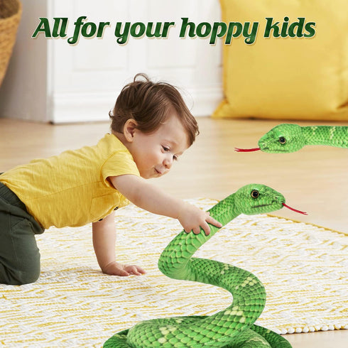 71in Large Snake Plush - Stuffed Animal Toy Snakes for Kids, Giant Lifelike Plush Snake for Birthday Gift Party Prank