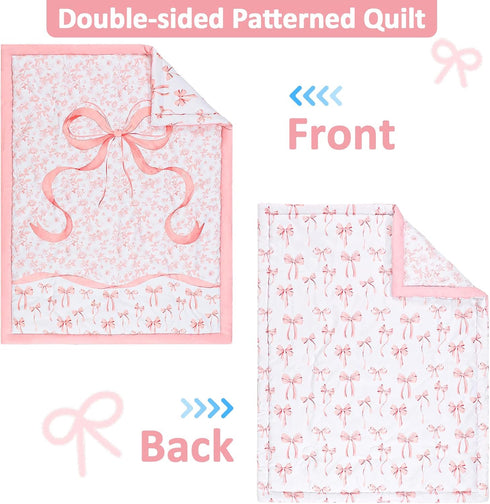 Set 4 Sets, Set Set, Crib Bedding for Baby Girls and Boys, Piece Infant Nursery Bedding Baby Comforter for Crib, Pink