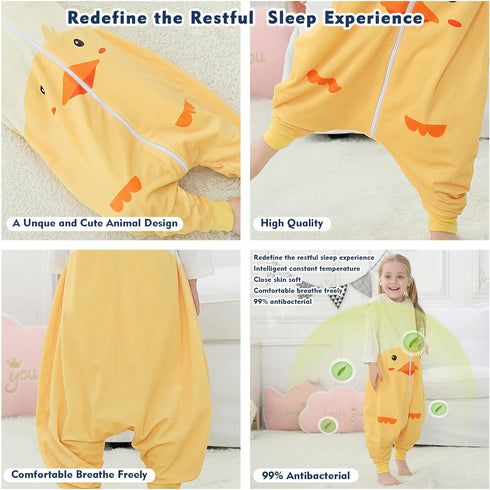 MICHLEY Toddler Sleeping Sack with Feet, Newborn Infant Sleeveless Sleeping Bag for Walkers (Duck, 3-5T)