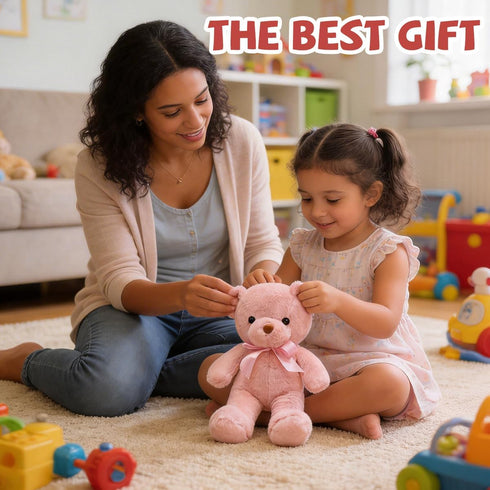 13.5" Pink Teddy Bear Stuffed Animals Soft Small Teddy Bear Cute Cuddly Stuffed Bear Plush Toys for Kids Girls Birthday