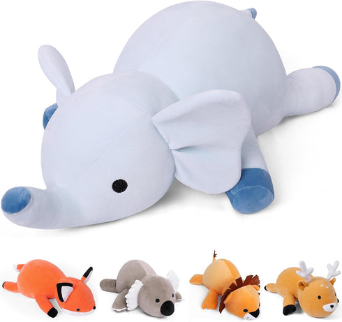 Weighted Stuffed Animals - 4.2Lb Weighted Elephant Plush - 24in Giant Throw Pillow Soft Plushie Doll Toy Gifts
