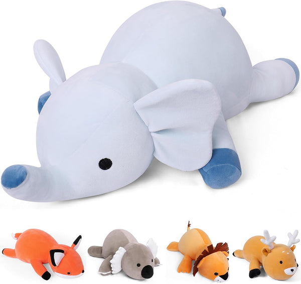 Weighted Stuffed Animals - 4.2Lb Weighted Elephant Plush - 24in Giant Throw Pillow Soft Plushie Doll Toy Gifts
