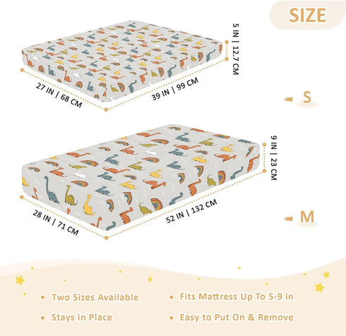 miaozhen 1 Pack 52x28 Cotton Baby Crib Sheets Ultra Soft Wildlife Brontosaurus Rainbow Gray Muslin Crib Bedding