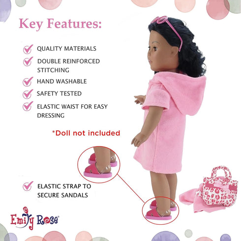 Emily Rose 18-inch Doll Clothes, 6-Piece Tankini Bathing Suit Gift Set, Compatible with 18" American Girl Dolls