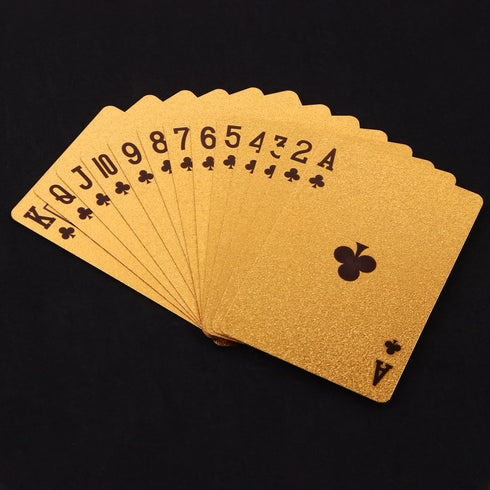 Vijiv 2 PCS Luxury Gold Poker Playing Cards Deck - Waterproof Plastic Foil for 1920 Gatsby Party Decor