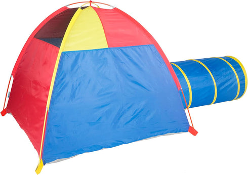 Pacific Play Tents 20414 Kids Hide-Me Dome Tent and Crawl Tunnel Combo, Large, Red/Yellow/Blue