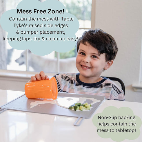 The Table Tyke Silicone Suction Placemat | Teething Edge Bumper/Spill Stopper | Dishwasher Safe, Travel Ready, Fits