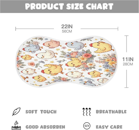 Flradish 4 Pack Set 22 11 Inch Cute Cartoon Chickens Muslin Baby Burp Cloths & Bibs Ultra Soft, Absorbent Burping