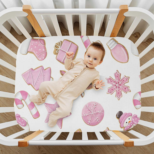 J JOYSAY Pack Pad,39 27 Pink Christmas Cookies Fitted Crib Sheet for Boys Girls Baby Crib Sheet Crib Mattress Sheet
