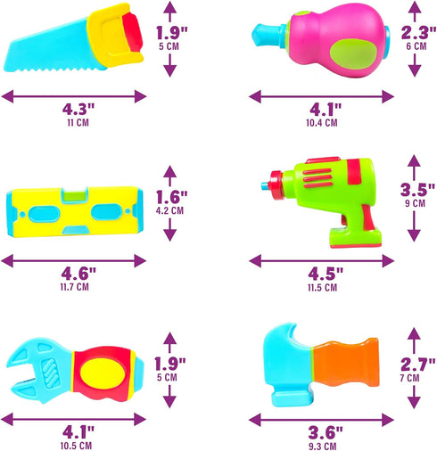 6 Pack Tub Works Tools Mold Free Bath Toys, | Sealed, No Hole Bath Toys Design Keeps Moisture Out | Soft, Squeezable