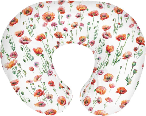Watercolor Poppies Flowers Baby Nursing Pillow Covers for Boy Girl Red Poppies
