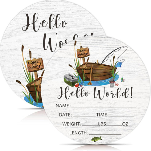 Yuzioey Birth Stat Sign for Newborn, Fishing Baby Announcement, Gone Fishing Hello World