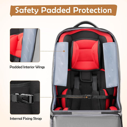 YOREPEK Gate Check Car Seat Travel Bag, Padded Carseat Cover for Airplane Travel, Baby Carseat Backpack