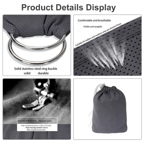 CUBY Breathable Mesh Water Baby Sling Carrier, Adjustable Ring Sling for Summer Swimming Pool Beach (Light Grey)