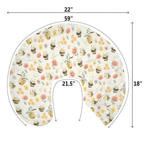 Summer Pastel Bee Floral Baby Nursing Pillow Covers for Boy Girl Vintage Bees Honeycomb Flowers Nursery Pillowcase