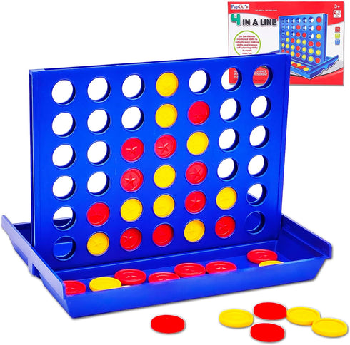 4 in a Row Game - Classic Board Game for Kids, 6 Spare Discs Included, Family Fun for Ages 3+
