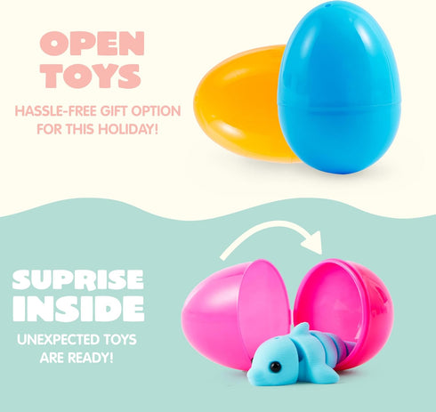 12Pcs 3D 8+) JOYIN Prefilled Easter Eggs with Mini Sea Animals, Articulated Toys, Printed Toys, Basket Stuffers