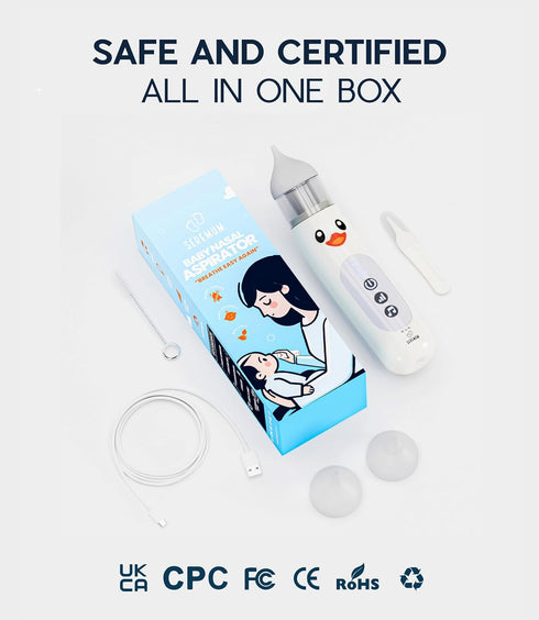 Seremum 5 Nasal Aspirator for Baby Electric Nose Cleaner and Booger Sucker with LED Light and Music, Gentle Suction