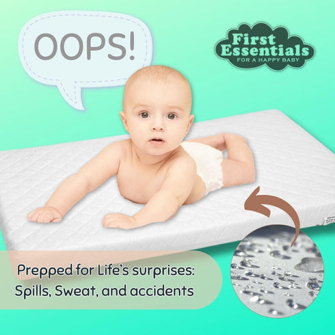 First Essentials 18X36) Bassinet Cradle Mattress Pad (Rectangle, for Newborn Comfort Breathable Easy Clean