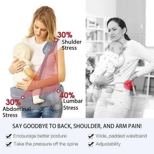 180 Baby Hip Carrier with Foldable Seat Up-Down for Infant,Adjustable Straps Also as Waistband Extender,Huge