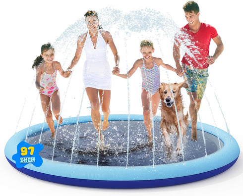COMMOUDS 97" Splash Pad for Kids and Dogs, Extra Large Sprinkler Pad