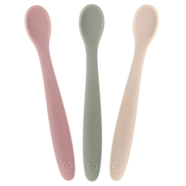 WeeSprout Set of 3 Silicone Baby Spoons - First Stage Infant Feeding Utensils with Soft-Tip, Dishwasher Safe