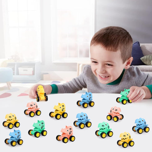 20 Pack 4-8 Dinosaur Pull Back Car for Classroom Prizes, Party Favors for Kids Toddlers Years Old, Bulk Pull Back Car