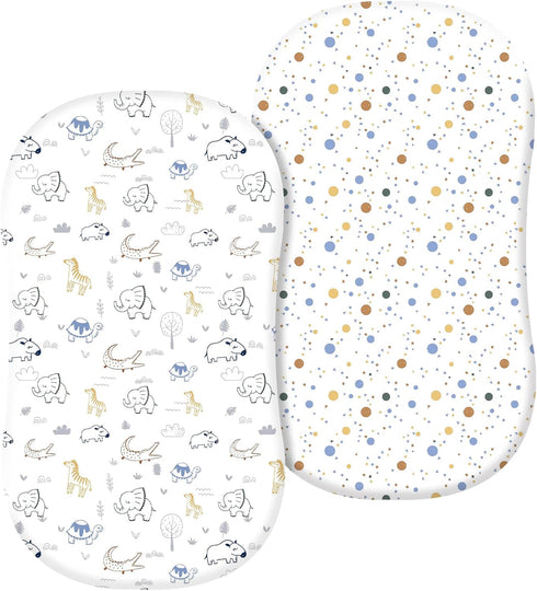 PHF 100% Cotton Bassinet Sheets 2 Pack, Soft Breathable Comfortable Cradle for