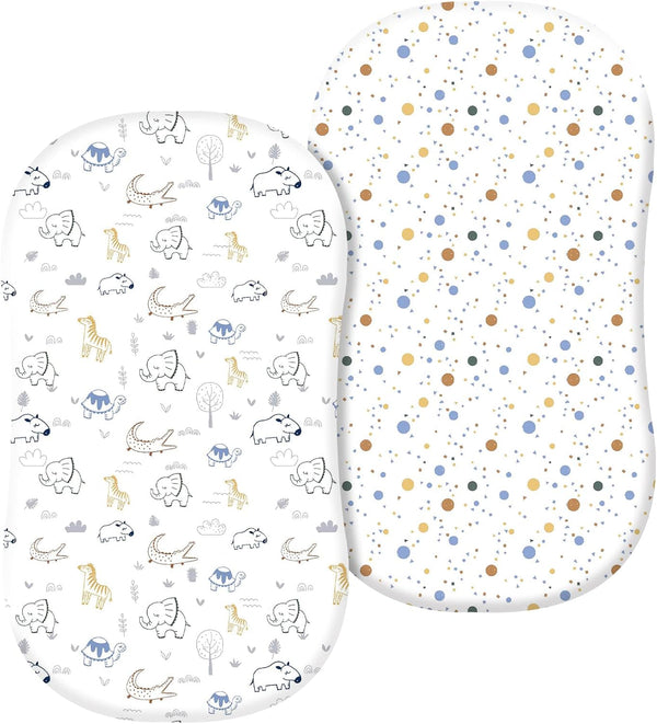 PHF 100% Cotton Bassinet Sheets 2 Pack, Soft Breathable Comfortable Cradle for