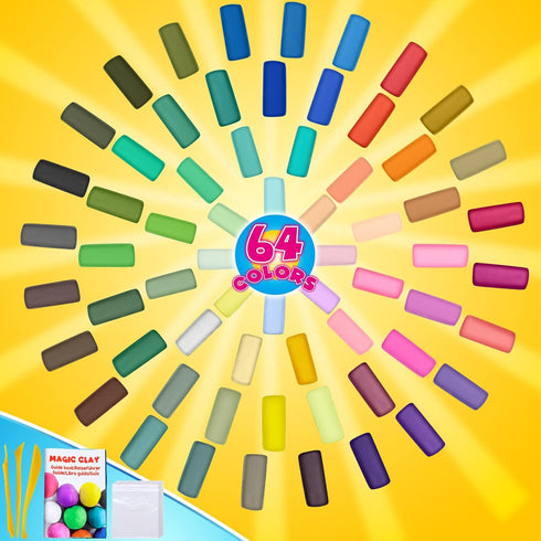 64 ESSENSON Air Dry Clay Colors, Modeling Clay for Kids, DIY Molding Magic Clay, Gift for Kids
