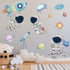 Astronaut Wall Stickers - DILIBRA Planet Space Walk Spaceship DIY Art Vinyl Removable Murals for Kids Bedroom
