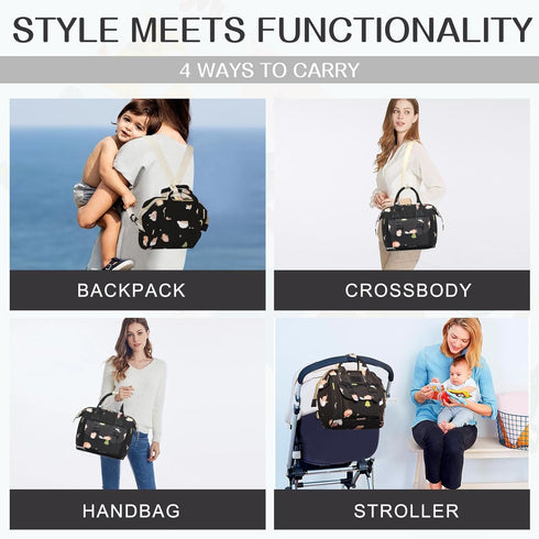 Mozzilog 4 1 Mommy Backpack Small Diaper Bag Crossbody with Multi-Pocket, in Mini Travel Tote w/ Shoulder for Stroller