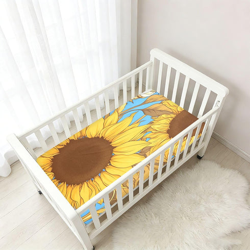 Bseiialft 52 28 Yellow Sunflowers Floral Crib Sheets for Boys Girls Soft and Breathable Cotton Baby Sheets for Standard