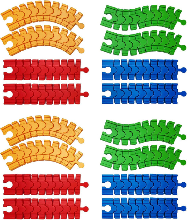 Wooden Train Track Accessories,16 Pack Colorful Flexible Track Compatible with All Major