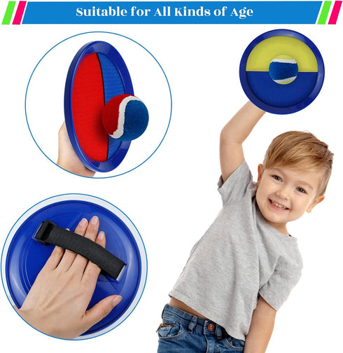 Toss and Catch Game Set - Outdoor Games with 4 Paddles, 4 Balls, and Storage Bag, Classic Beach Yard Games