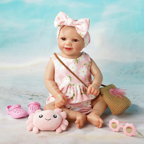 16-20 Inch Set 16 Inch Summer BABESIDE Reborn Baby Doll Clothes with Doll Shoes for Reborn Dolls, Floral Babydoll