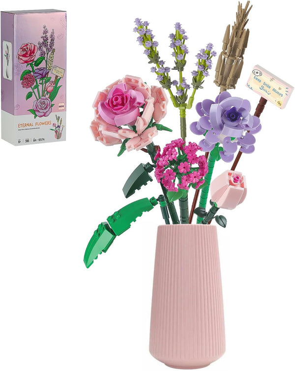 Chodia Flower Bouquet Building Blocks Sets for Adults Mini Pink Rose Lavender