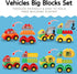 70 Set, 12Pcs Liberty Imports Pcs Toddlers Car Big Building Blocks Different Vehicles, Kids Build Your Own Toy Cars