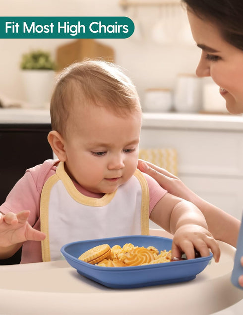 100% 4 3 Pack Babelio Suction Plates for Baby and Toddler, Food Grade Silicone, BPA Free, Dishwasher & Microwave Safe
