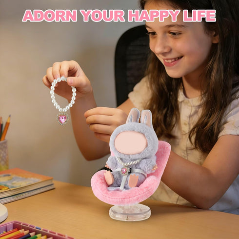 SYFLHYP 4-7in Cute Doll Car Seat for Labubu, Premium Car Seat Accessories for Dolls, Including Air Vent Clip, Desktop