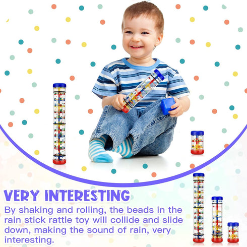 3 Pieces Rainmaker Rain Stick for Baby - Sensory Auditory Musical Instrument Rattle Tube