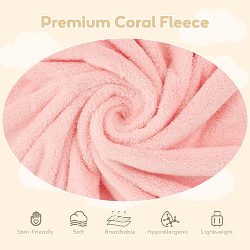 2 Pack 30 30 inch UNIMADE Hooded Towel for Newborn, Soft Coral Fleece Baby Towels, Ultra Absorbent Bath Cloths Bulk