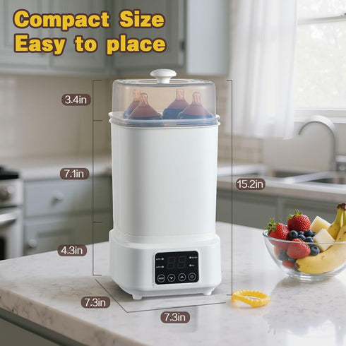 8 1 Baby Bottle Steamer and Dryer: in Compact Electric Steam - Portable for Travel and Home Use - for Baby Bottles