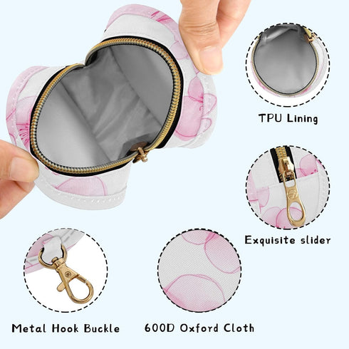 Cherry Blossom Round Pacifier Storage Case with Zipper, Portable Pacifier Case for Travel, Diaper Bag & Purse, Pacifier