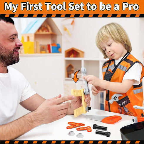 Set, Set 3 KidBloom Toddler Tool Kids Tool with Toy Drill, Tools for Kids with Tool Box and Vest, Toys for Year Old