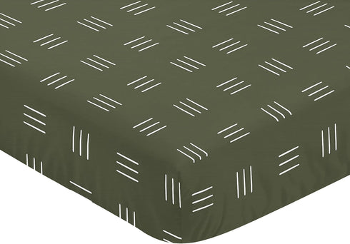 Sweet Jojo Designs Hunter Green Boy Girl Fitted Crib Sheet Baby Toddler Nursery White Bohemian Woodland Tribal