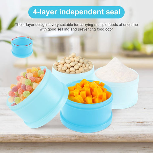 Manwetye 2 4 PCS Layers Sakura Baby Milk Formula Dispenser & Container Box for Travel (Blue)