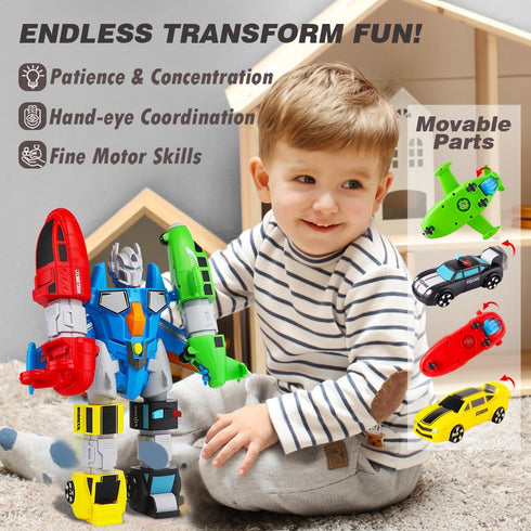 SOMMER 5-in-1 Magnetic Vehicles Toy Playset, Mix and Match STEM Stacking Assembling Car Kit with Storage Box for Kids